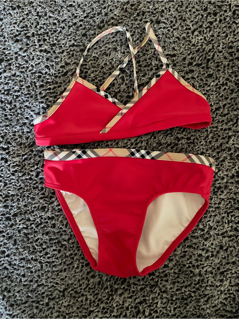 Burberry Red Bikini with Signature Check Trim